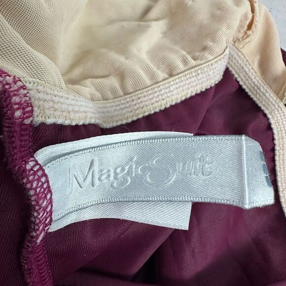 MagicSuit Burgundy Ruched Halter One Piece Swimsuit - Picture 6 of 7